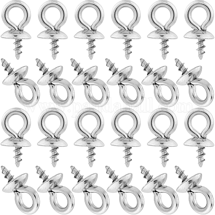 SUNNYCLUE 1 Box 100Pcs Eye Pin Bails Eye Pin Peg Bail Bead Caps Cup Peg Bail Pin Stainless Steel Dangle Cap Pearl Bails Clasp Connector for Jewelry Making Accessories DIY Half Drilled Beads Supplies STAS-SC0005-93-1