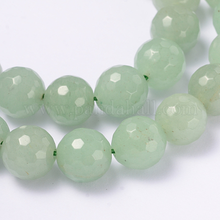 Faceted Natural Green Aventurine Round Bead Strands G-L377-46-10mm-1