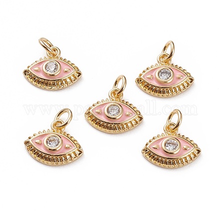 Brass Micro Pave Clear Cubic Zirconia Charms KK-C100-15G-A03-1