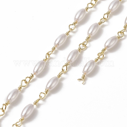 Handgefertigte ovale Perlenketten aus Kunststoffperlen CHC-C026-16-1