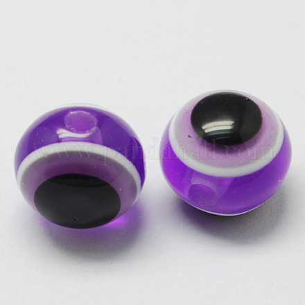 Round Evil Eye Resin Beads RESI-R159-8mm-06-1