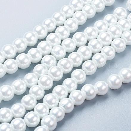 Weiße Glasperle runde lose Perlen für Schmuck Halskette Handwerk X-HY-8D-B01-1