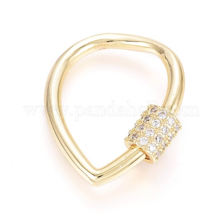 Brass Micro Pave Clear Cubic Zirconia Screw Carabiner Lock Charms ZIRC-L085-02G-1