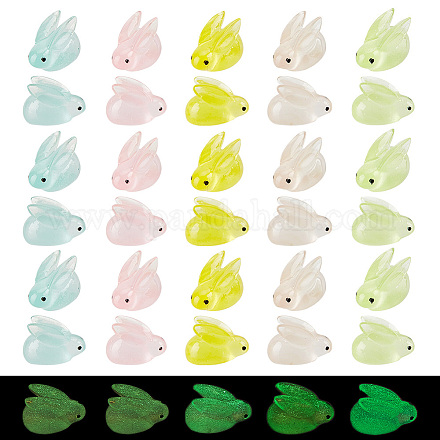 AHANDMAKER 50Pcs Miniature Luminous Rabbit Figurines DJEW-GA0001-42-1