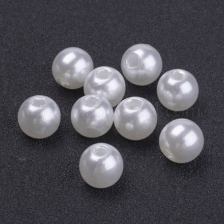 Abalorios redondos de la perla de acrílico para la joya de diy y pulseras X-PACR-8D-1-1