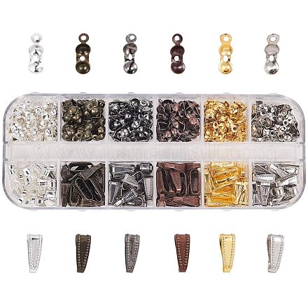 Pandahall elite alrededor de 6 color 300 piezas puntas de cuentas cubiertas de nudos tapas de extremo de concha abierta FIND-PH0015-55-1