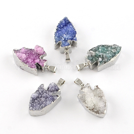 Dyed Fish Electroplated Natural Druzy Agate Pendants G-R275-221-1