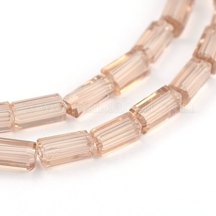 Faceted Cuboid Transparent Glass Bead Strands GLAA-J081-A12-1