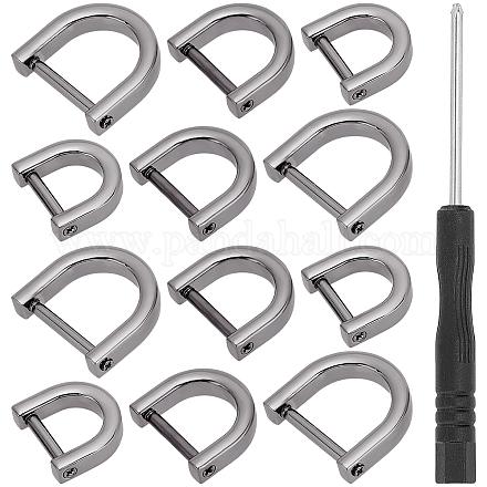 GORGECRAFT 1 Box 3 Sizes 12PCS Black D-Rings Horseshoe Shape D Ring U Shape Screw in Shackle Semicircle Metal D Rings Leather Buckle Purse Holder with Small Screwdriver for Purses Crossbody Bag Craft FIND-GF0002-48B-1