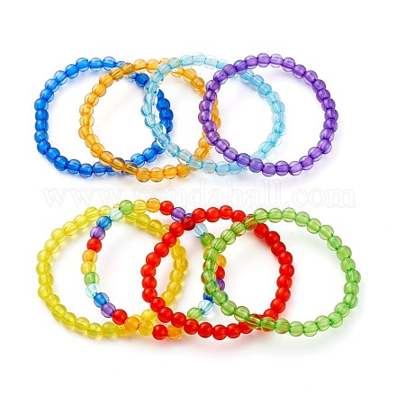 Transparent Acrylic Beads Stretch Bracelet Sets for Kids BJEW-JB06512-1