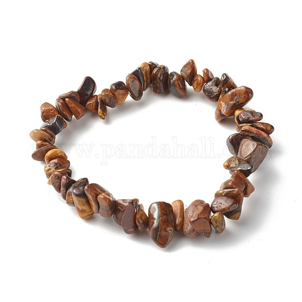 Bracelets extensibles en perles d'oeil de tigre naturelles pour enfants BJEW-JB06388-02-1