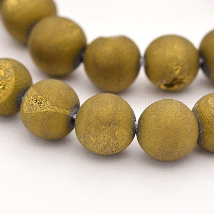 Galvanisieren natürliche Achat runde Perlen-Stränge G-M211-10mm-06-1