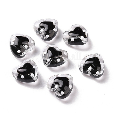 Glass Heart Beads GLAA-D005-01F-1