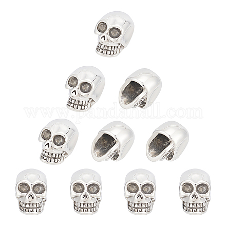UNICRAFTALE 10Pcs Skull Beads 304 Stainless Steel Spacer Beads Antique Silver Skull Head Loose Beads 4mm Large Hole Skull European Beads Metal Beads for Jewelry Making DIY Bracelet Necklace STAS-UN0043-84-1