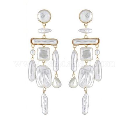 ABS Imitating Baroque Pearl Geometry Chandelier Earrings JE1115A-1