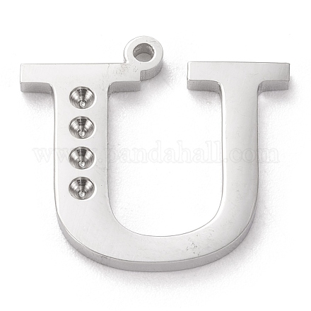 304 pendentif lettre en acier inoxydable sertis strass STAS-J028-01U-1