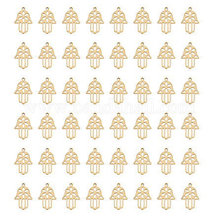 Dicosmétique 60 pièces pendentifs main de hamsa main avec breloques de fleur connecteur en filigrane breloques main dorée de fatima pendentifs creux découpés au laser pour la fabrication de bijoux STAS-DC0013-31-1