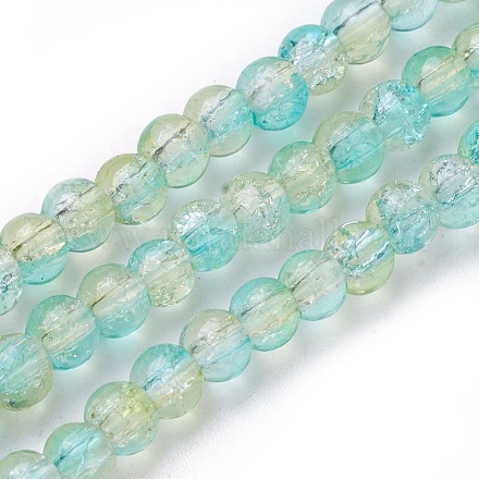 Two Tone Crackle Glass Beads Strands GLAA-F098-03A-01-1