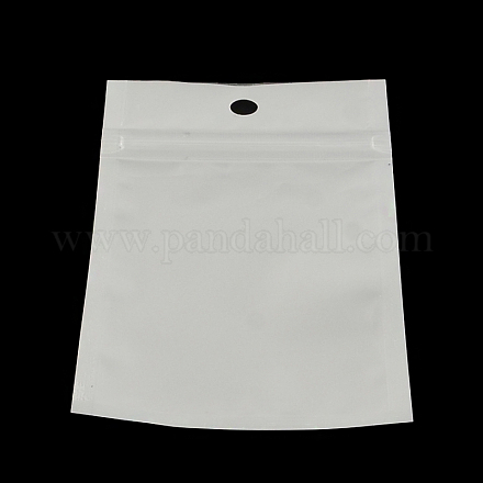 パールフィルムプラスチックジップロックバッグ  再封可能な包装袋  ハングホール付き  トップシール  セルフシールバッグ  長方形  ホワイト  10x7cm  インナー対策：7x6のCM OPP-R003-7x10-1