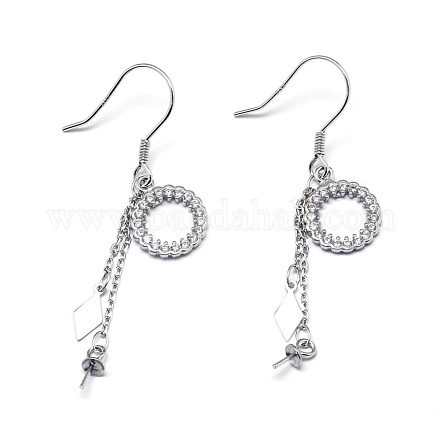 925 Sterling Silver Dangle Earring Findings STER-L057-054P-1