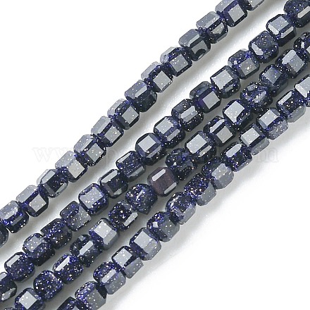 Chapelets de perles en pierre d'or bleue synthétique G-F748-P01-01-1