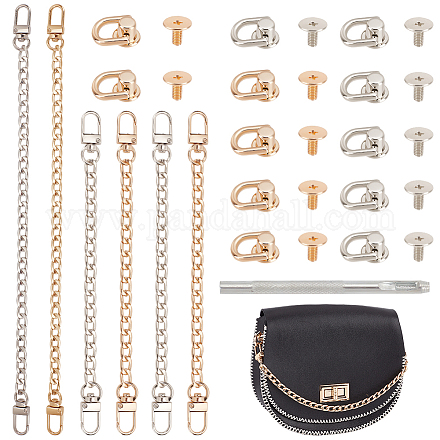 CHGCRAFT 6Pcs Purse Strap Extender with 12Pcs Studs Rivets D Ring Bag Chain Purse Straps Replacement for Purse Strap Wallet Handbags FIND-CA0005-93-1