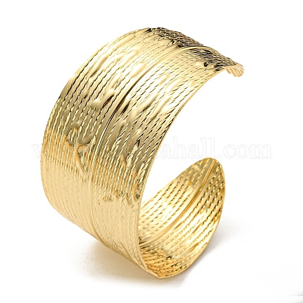 Rack Plating Brass Wide Cuff Bangles BJEW-D057-04G-1