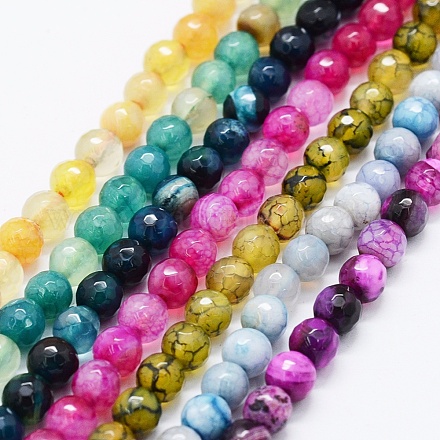 Chapelets de perles en agate naturelle à facettes G-F561-6mm-D-1