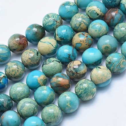 Natural Aqua Terra Jasper Beads Strands G-E444-14A-10mm-1