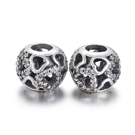 Hohle europäische Perlen aus 925 Sterlingsilber OPDL-L017-066TAS-1