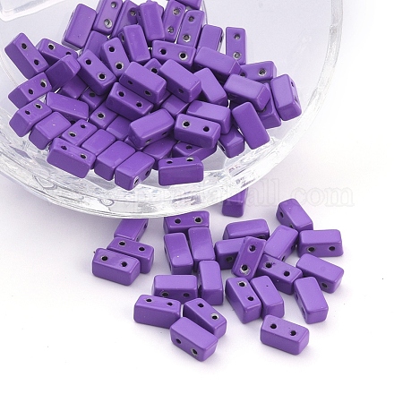 スプレー塗装合金マルチ連リンク  タイル弾性ブレスレット作り用  台形  紫色のメディア  3.5x8x4mm  穴：1mm X-PALLOY-G268-G-028-1