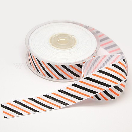 Stripe Pattern Printed Grosgrain Ribbons for Gift Packing SRIB-L003-25mm-01-1