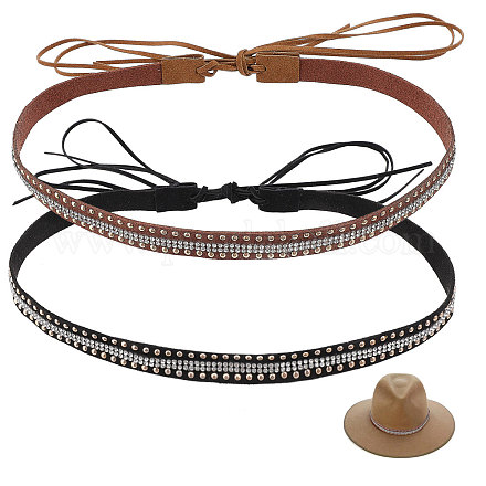 CHGCRAFT 2Pcs 2 Colors PU Leather Hat Bands DIY-CA0006-25-1