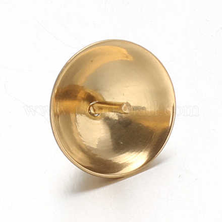 イオンプレーティング（ip）304ステンレスカップパールペグベイルピンペンダント  片穴パーツ用  ゴールドカラー  8mm  穴：1.5mm  ピン：0.7mm STAS-F094-03C-G-1