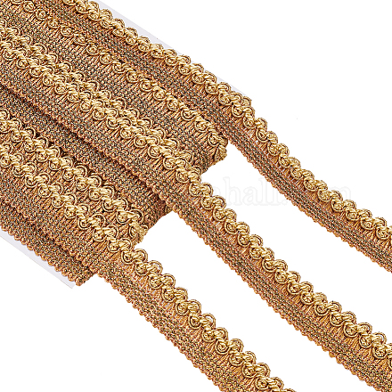 BENECREAT 13 Yards Polyester Braided Ribbons Gimp Braid Trim 1-3/8 inch Wide Goldenrod Polyester Woven Decorative Gimp Upholstery Trim for Curtain OCOR-WH0070-17A-1