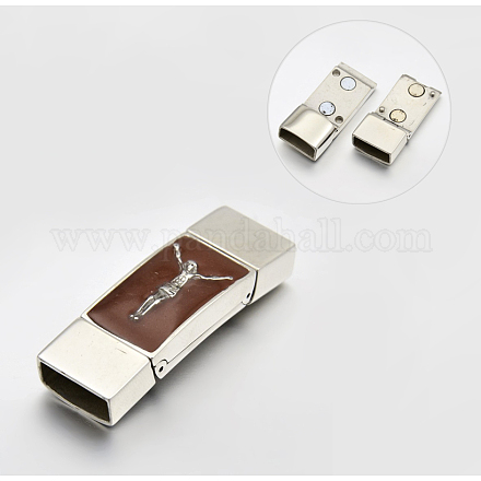 Enamel Smooth 304 Stainless Steel Rectangle Magnetic Clasps STAS-E073-14A-1