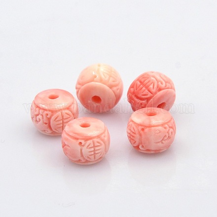 Opaque Resin Carved Rondelle Beads RESI-E005-24-10mm-1