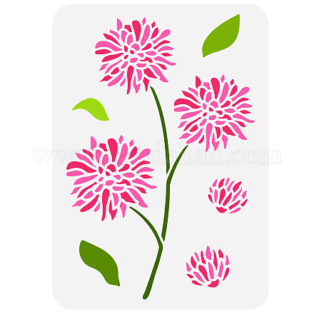 Fingerinspire dahlia pochoir 8.3x11.7 pouce réutilisable dahlia motif floral dessin modèle printemps nature fleur pochoir pour la décoration de la maison plantes pochoir pour bois mur meubles papier peinture DIY-WH0396-0028-1