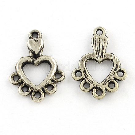 Tibetan Style Heart Alloy Chandelier Components TIBE-Q041-004-FF-1