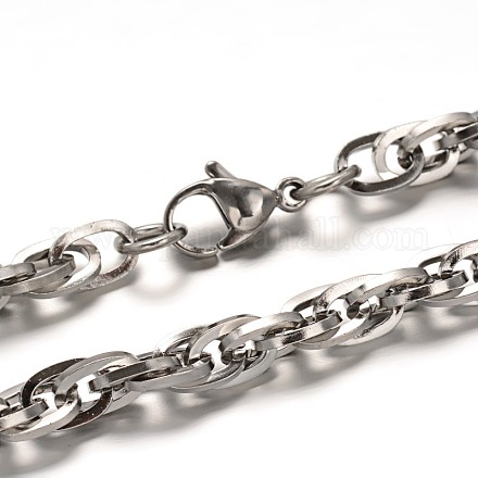 Collares de cadena de cuerda de 304 acero inoxidable NJEW-L403-04P-1