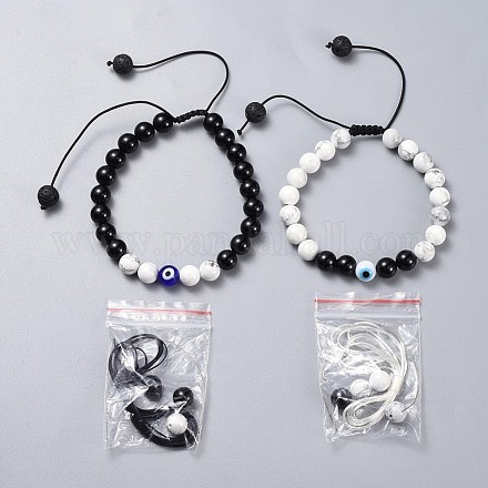 Ensembles réglables de bracelets de perles tressés de fil de nylon BJEW-JB04465-1