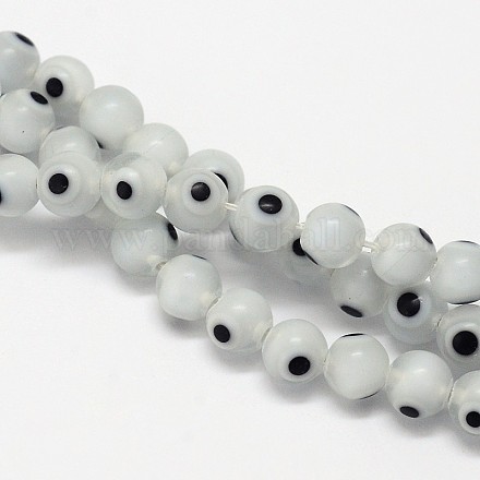 Hechos a mano de cristal de murano mal ojo hebras de perlas redondas LAMP-L055-10mm-13-1