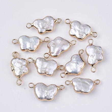 Connecteurs de liens de perles keshi perle baroque naturelle plaquée PEAR-Q014-003-1