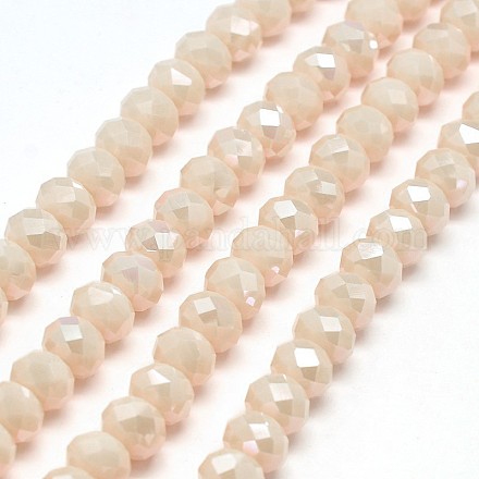 Rondelles de perles de verre de cristal opaque de couleur solide opaque EGLA-F047A-13AB-1