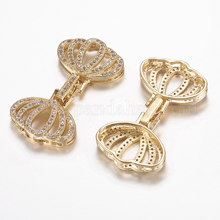 Brass Micro Pave Cubic Zirconia Fold Over Clasps ZIRC-F070-09G-FF-1