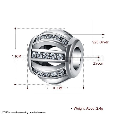 925 Thai Sterling Silver European Beads STER-BB26118-1