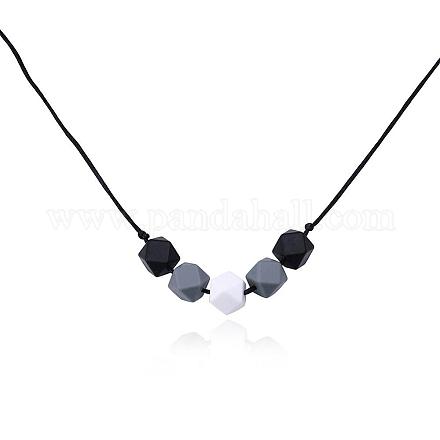 Colliers en forme de perles en silicone NJEW-BB20622-A-1