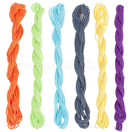 SUNNYCLUE 6 Rolls 6 Colors Round Waxed Polyester Cord YC-SC0001-03-1