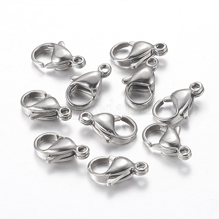304 Stainless Steel Lobster Claw Clasps STAS-R050-12x7mm-1
