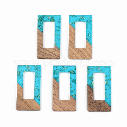 Colgantes de resina transparente y madera de nogal RESI-S389-057A-B03-1